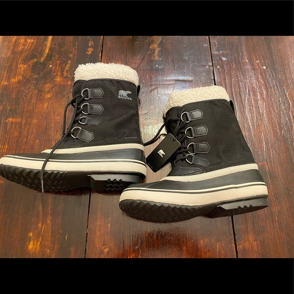 Sorel winter carnival waterproof seam sealed boot black w/stone faux fur 8.5 NEW - Picture 6 of 12